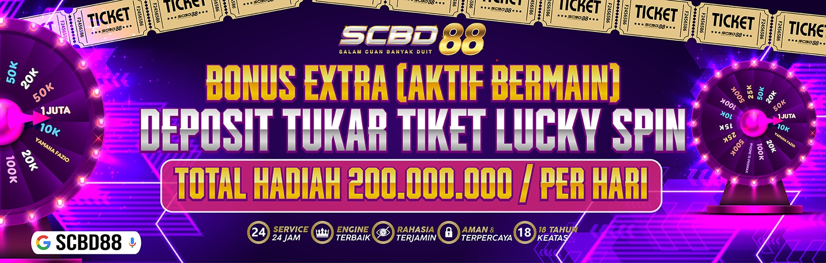 DEPOSIT AKTIF TUKAR DENGAN TICKET TOTAL HADIAH 200 JUTA / HARI